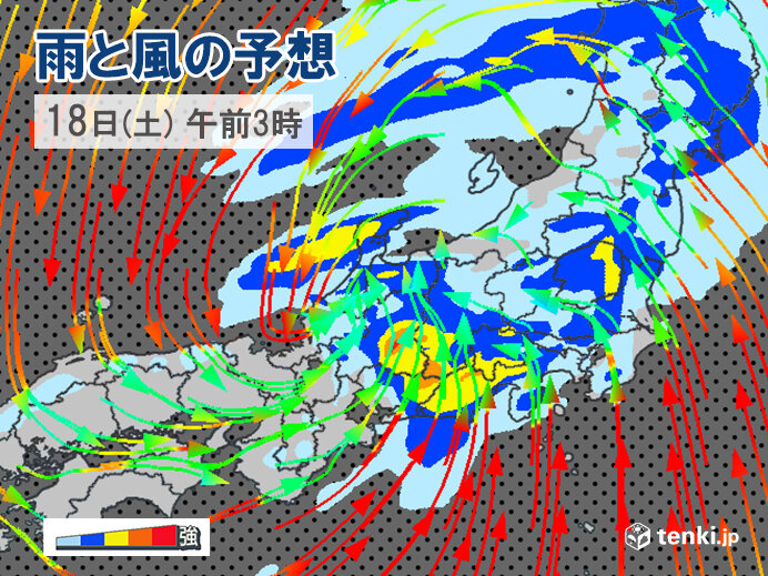 関東では18日(土)に大雨・強風のピーク