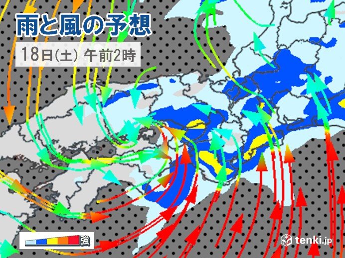 関西　台風接近で今夜(17日夜)から荒れた天気に