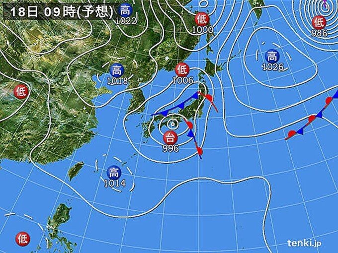 日本海に低気圧発生　東北と北海道も大雨による土砂災害に警戒