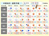 中国地方　今週後半台風16号の接近で風強まる所も　今週末は秋晴れに期待