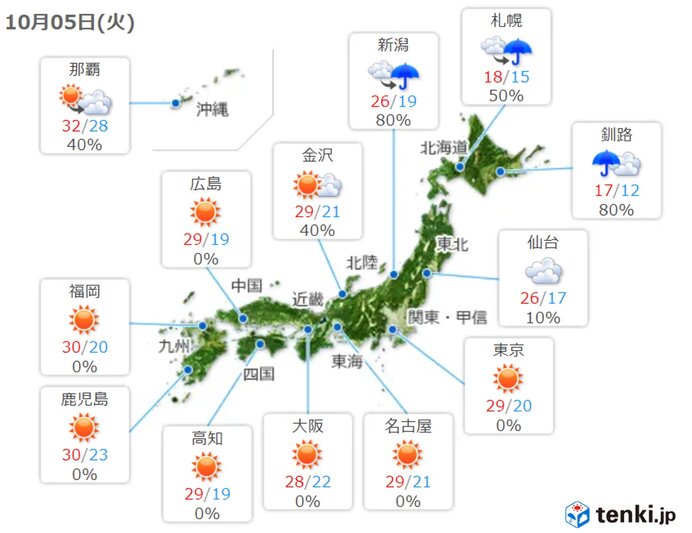前線が東北北部付近に　雨雲が発達　激しい雨の降る所も