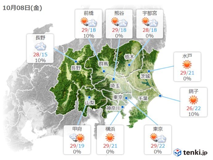 関東　暑さぶり返す　熱中症対策を　夕方以降は北部でにわか雨