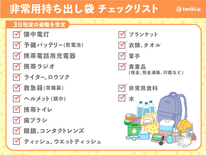 非常持ち出し袋　備えたいものは?