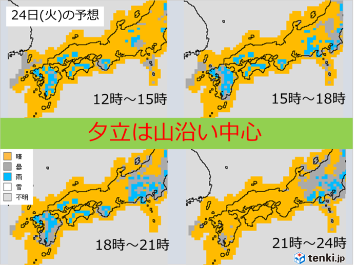夕立は山沿い中心