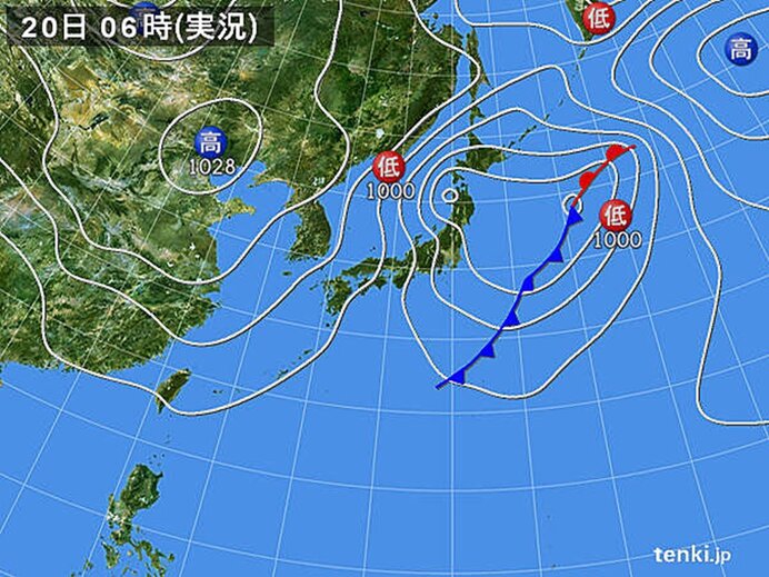 暴風警報発表　台風並みの暴風に警戒