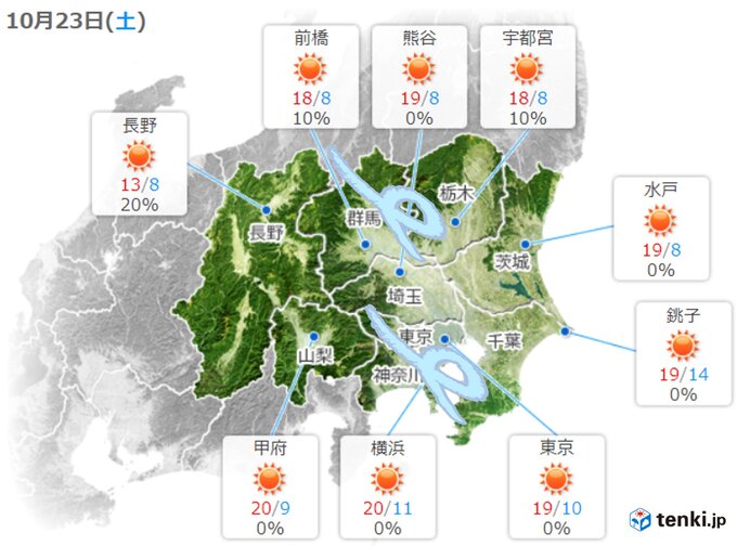 23日(土)の関東甲信　日差し戻っても北風強まる　山沿いは雨や雪の所も