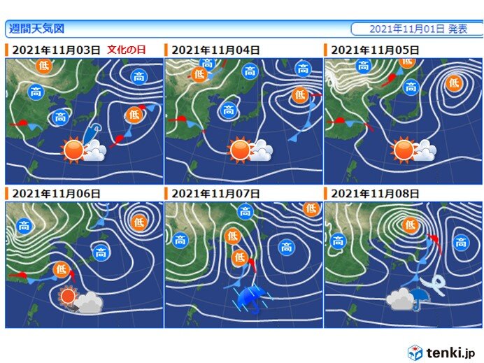 週間天気　晴れて過ごしやすい日が多いが　来週月曜日以降は寒くなる