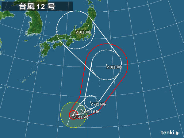 26日　台風北上　東海以西は猛暑続く