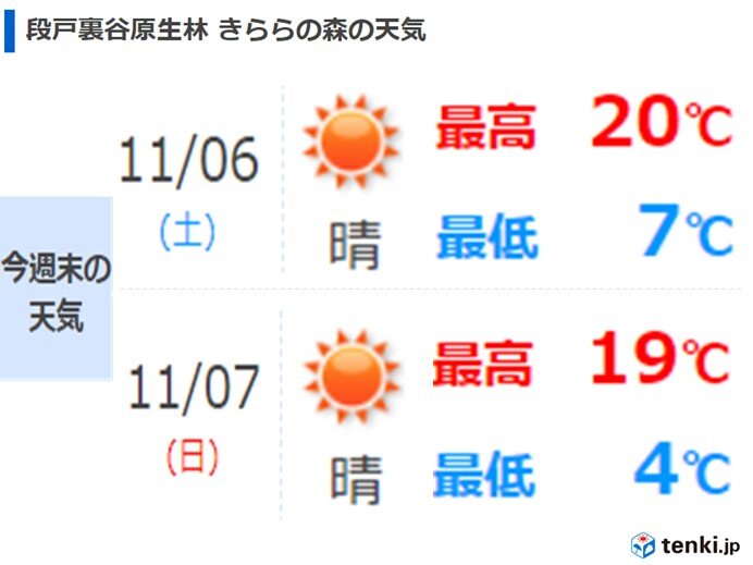 段戸裏谷原生林 週末の天気