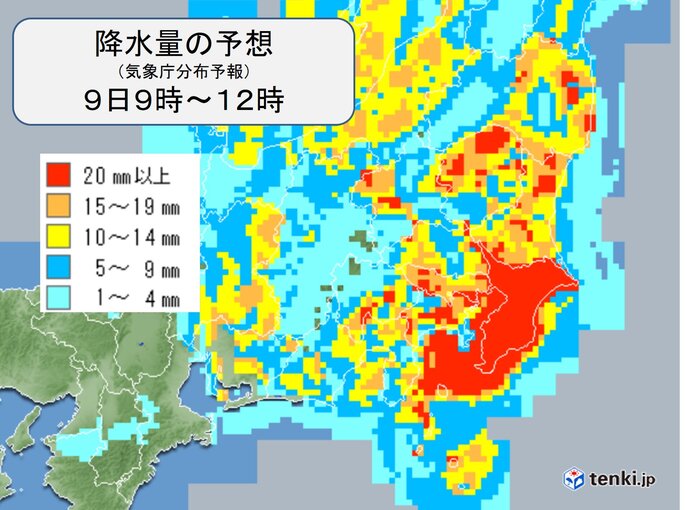 関東 昼頃まで雨のピーク 激しい雨や横殴りの雨の所も 通勤 通学の時間帯も注意 気象予報士 吉田 友海 21年11月09日 日本気象協会 Tenki Jp