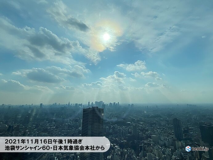 関東　冷たい北風も日差し暖かく　都内では天使のはしごも