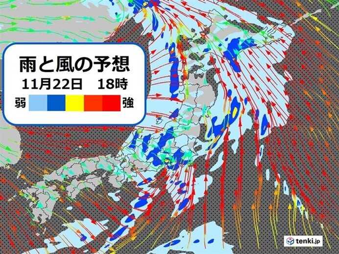 夕方～横殴りの雨の所