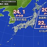 北海道・東北の日本海側　20メートル以上の非常に強い風を観測　暴風に警戒