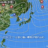 関西　土曜日は日本海側の山地を中心に今シーズン初の本格的な積雪になる所も