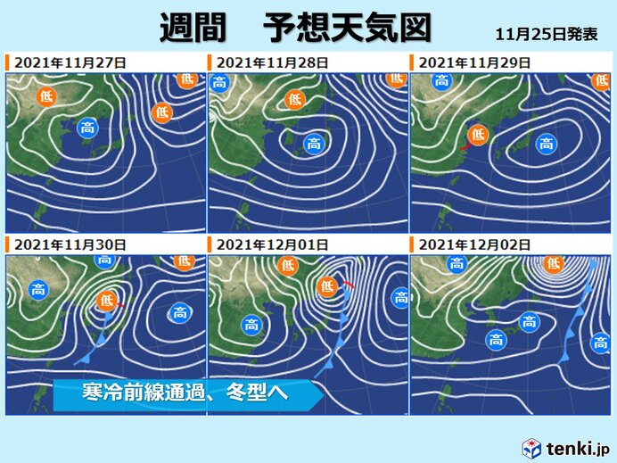 九州　2週間天気　周期的に強い寒気流入　初雪の可能性も