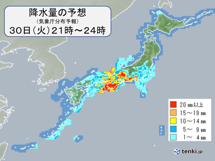 激しい雨の降る所も