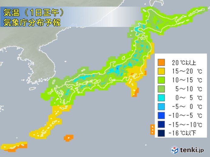 1日(水)　正午の予想気温