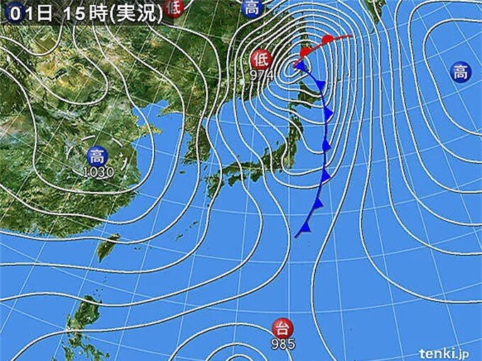 低気圧が急速に発達　2日も北日本は暴風