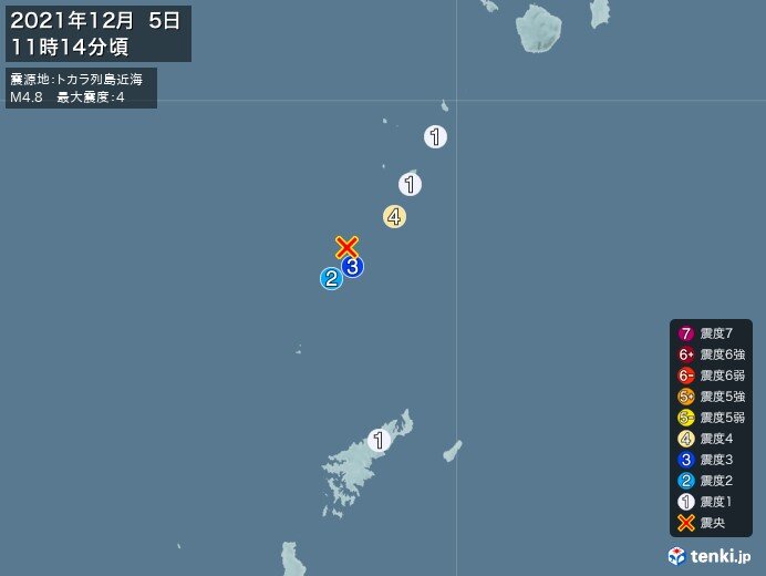 地震相次ぐ　鹿児島県で震度4の地震　津波の心配なし