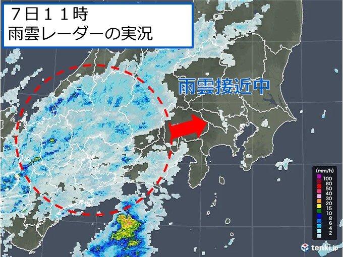 関東地方に雨雲接近　夕方以降は広く雨　夜は本降りの所も