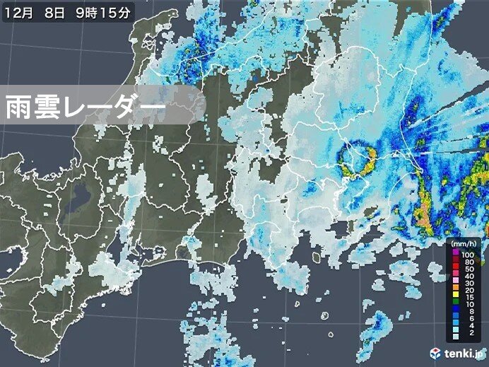 関東　レーダーに円形のエコー「ブライトバンド」　雨雲の中で気温が0℃に近くに