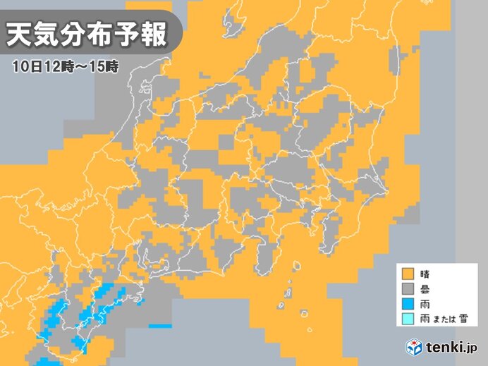 北東風で空気ひんやり