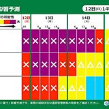 あす13日(月)　北日本を中心に冬の嵐　猛ふぶきによる交通機関への影響に警戒