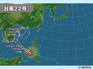 台風22号　フィリピン直撃後　強い勢力で南シナ海へ