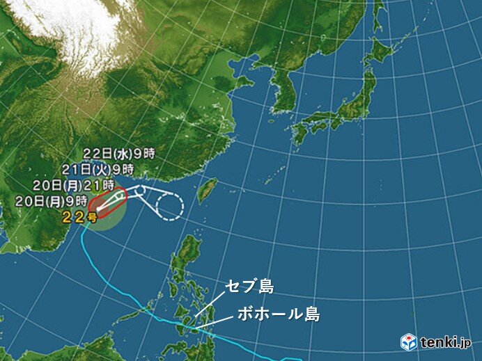 フィリピン直撃の台風22号 北上したのち東よりに 気象予報士 日直主任 21年12月日 日本気象協会 Tenki Jp