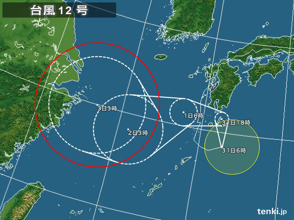 異例台風12号　ループのち再び暴風域発生