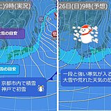 関西　25日夜から27日にかけて大雪の恐れ