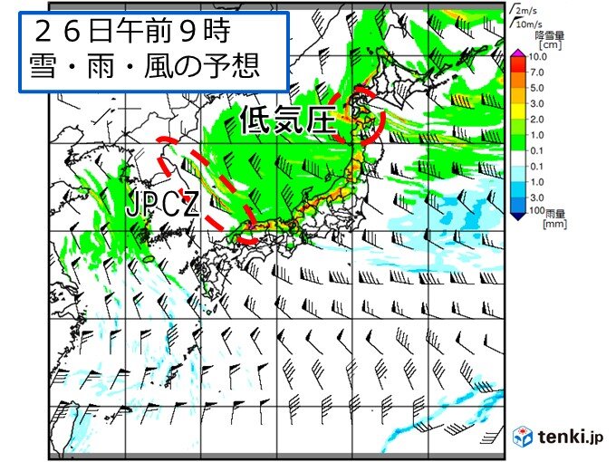 あす26日　日本海側で大雪　一日で1メートル近く雪が降る所も　27日以降も警戒