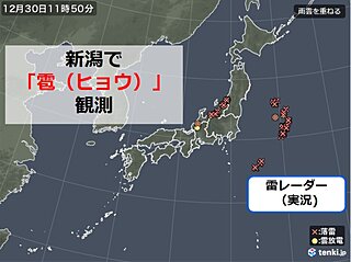 新潟で直径8ミリの「雹(ヒョウ)」を観測　日本海側は落雷・突風に注意