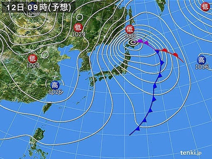 道路影響予測　12日～14日頃　強い冬型の気圧配置　暴風雪や大雪で交通に影響も_画像