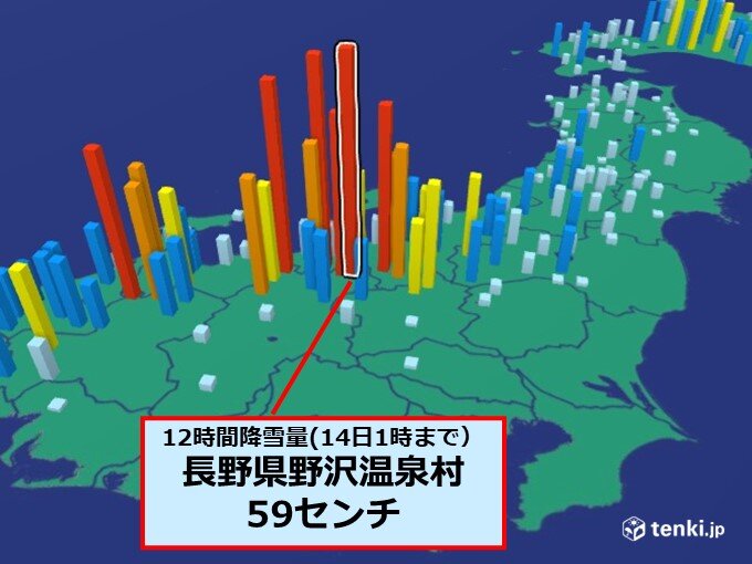 関東甲信　積雪がグンと増えた所も