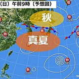 土・日の天気　列島に夏と秋が同居