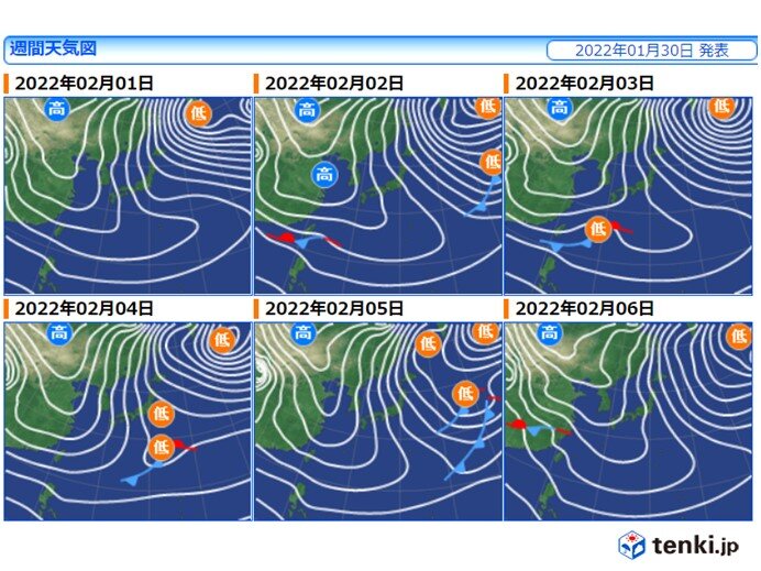 31日～2月6日　冬型の気圧配置が続く　雪と寒さの見通し