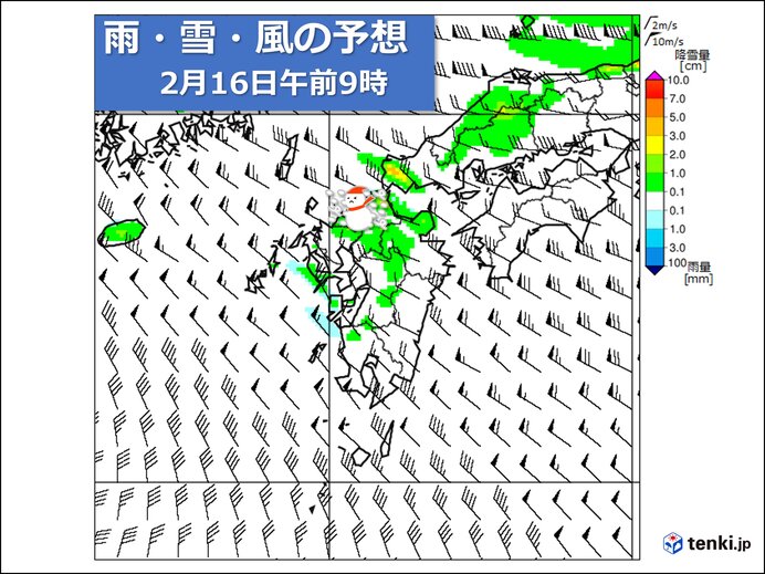 16日～17日　雪が舞い、山沿いは積雪も