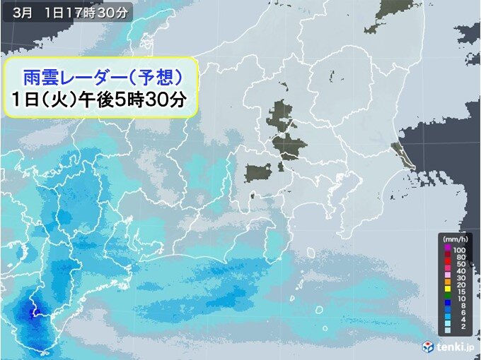 夜にかけては一時的に雨の可能性