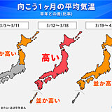 全国的に高温傾向　春本番の陽気で桜咲き進む　最新の1か月予報