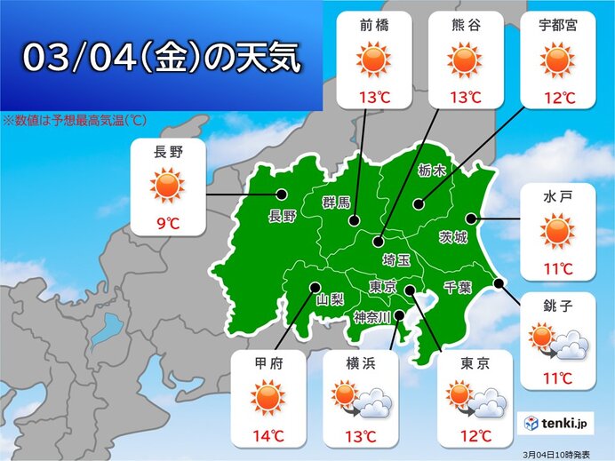 午後も空気冷たい　あすは気温上昇