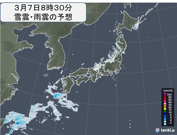 日本海側の雪は次第に収まる