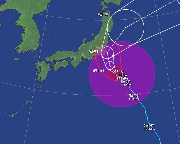 8日　台風13号　強い勢力で関東に接近