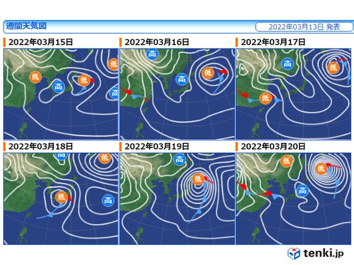 14日～20日　雨が降るのはいつ?風が強まることも　20日は気温降下