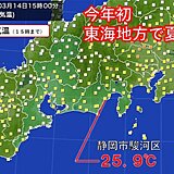 東海地方　静岡市で今年初の夏日　この先も　しばらく暖かな日が多い