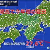 関西で今年初の夏日!　新宮で27℃超え　明日16日も汗ばむ陽気に