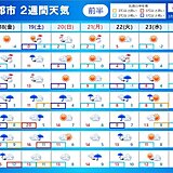 18日～20日は大雨や暴風　震度6強の地震を観測した福島や宮城も警戒　2週間天気