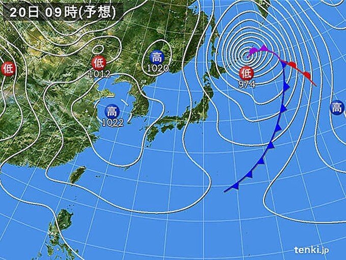 20日から21日は北海道を中心に荒れた天気