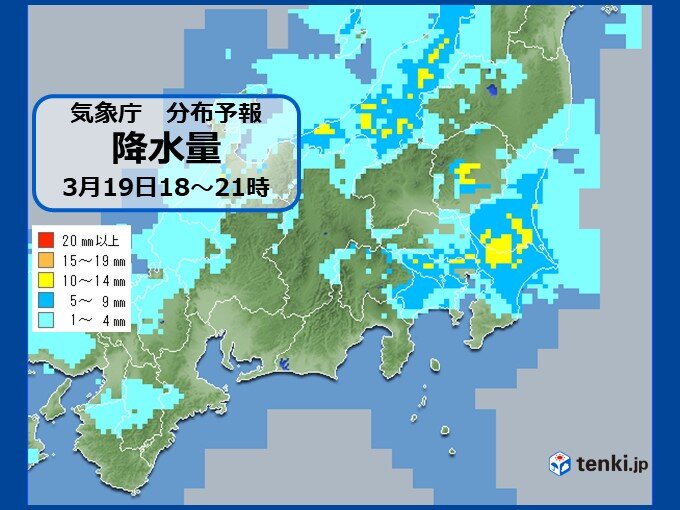 東京都心　夜にかけて雨や雷雨の所も