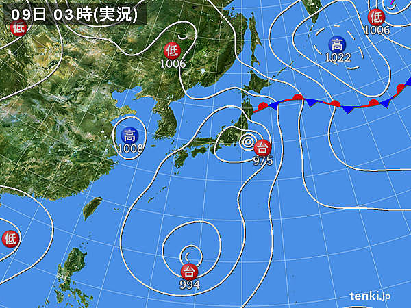 9日　台風13号東北へ　関東は再び厳暑に